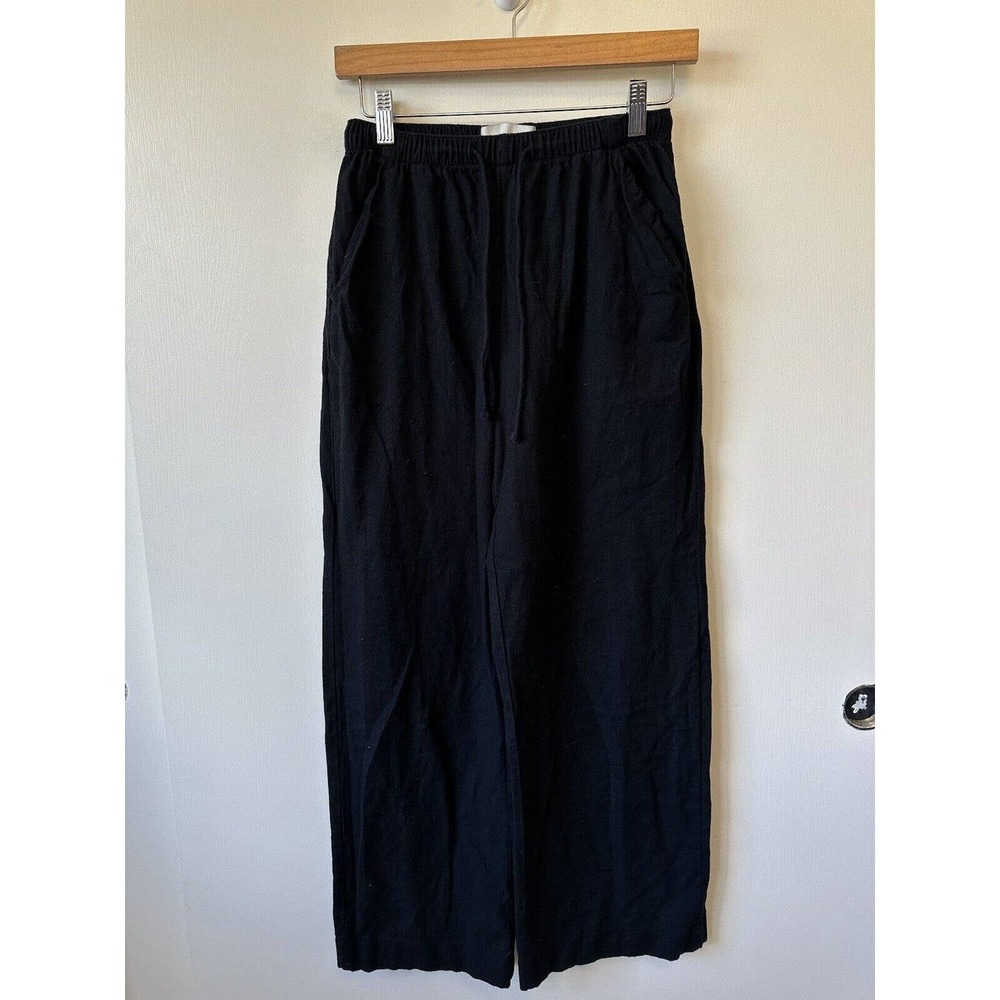 Abercrombie & Fitch Black Linen Blend Wide Relaxed Pant Womens Size XS